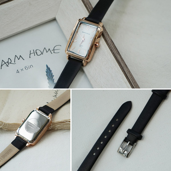 Ženski sat pravokutnog oblika sa kožnim remenom