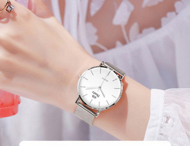 Κομψό γυναικείο ρολόι με στρογγυλό καντράν - δερμάτινο ή μεταλλικό λουράκι