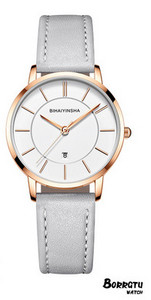 Γυναικείο στρογγυλό ρολόι και δερμάτινο λουράκι