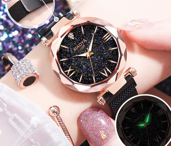 Γυναικείο ρολόι με στρογγυλό χρυσό καντράν με φωτιζόμενους δείκτες