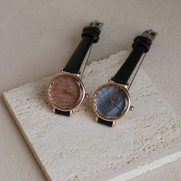 Ceas de mână pentru femei cu curea subțire din piele și cadran rotund