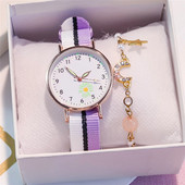 Νέο μοντέλο γυναικείο ρολόι με υφασμάτινο λουράκι και βραχιόλι