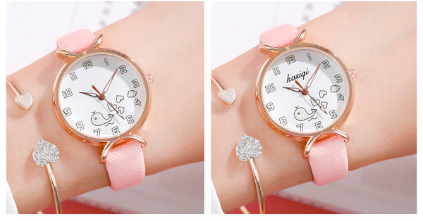 Ženski svjetleći sat s aplikacijom i kožnim remenom