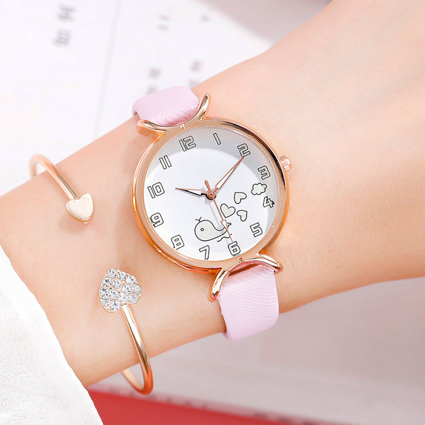 Ženski svjetleći sat s aplikacijom i kožnim remenom