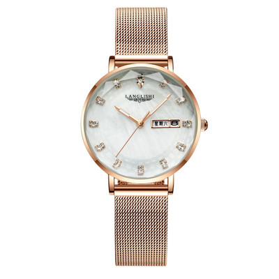 Οβάλ γυναικείο ρολόι με λουράκι από ανοξείδωτο ατσάλι σε χρυσό χρώμα