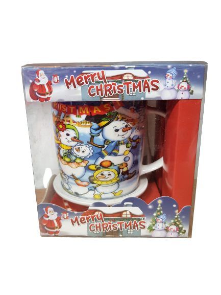 Чаша Ahelos, Коледна, С чинийка и лъжичка, Снежни човеци