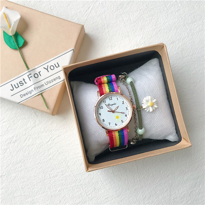 Ρολόι με υφασμάτινο λουράκι και στρογγυλή θήκη