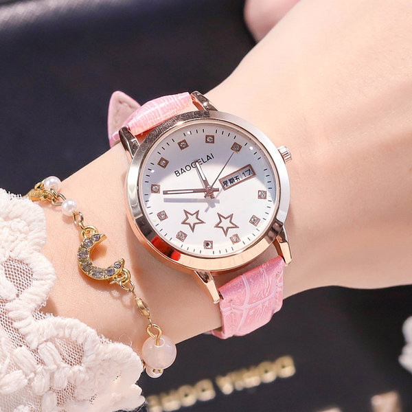 Ceas de damă, rezistent la apă, luminos, cu pietre decorative