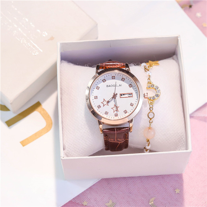 Ceas de damă, rezistent la apă, luminos, cu pietre decorative