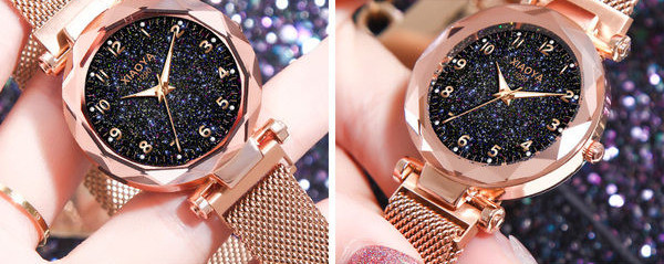 Стилен дамски часовник с камъни-два модела