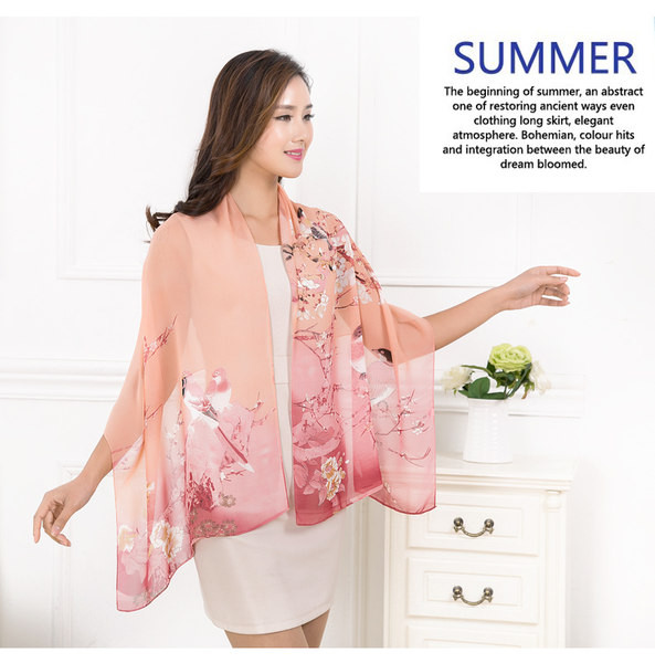 Tanak ženski šal za proljeće i ljeto sa cvjetnim uzorkom