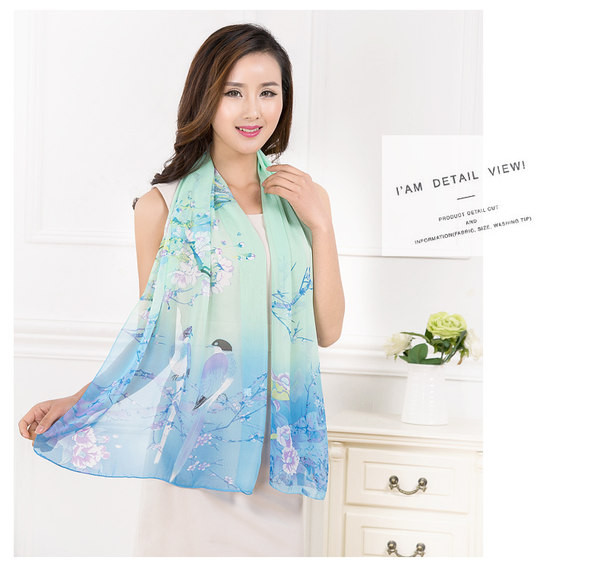 Tanak ženski šal za proljeće i ljeto sa cvjetnim uzorkom