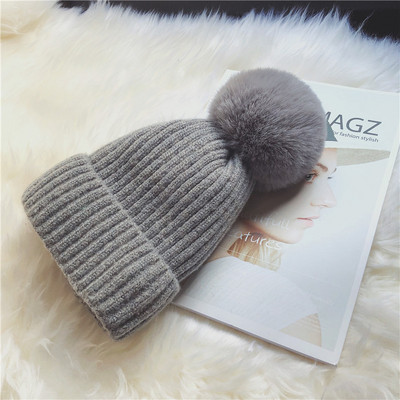 Χειμερινό πλεκτό καπέλο με πομπόν - πολλά χρώματα