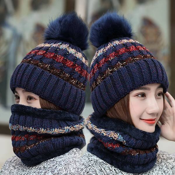 Дамска шапка и шал - 2в1 в различни цветве