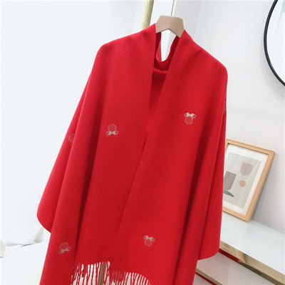 Γυναικείο φουλάρι με κρόσσια και κέντημα