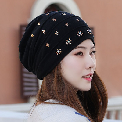 Πλεκτό καπέλο με πέτρες διακόσμηση