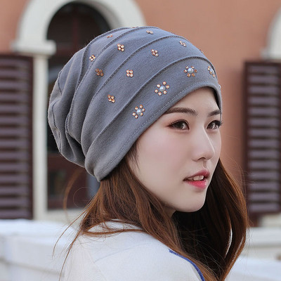 Πλεκτό καπέλο με πέτρες διακόσμηση