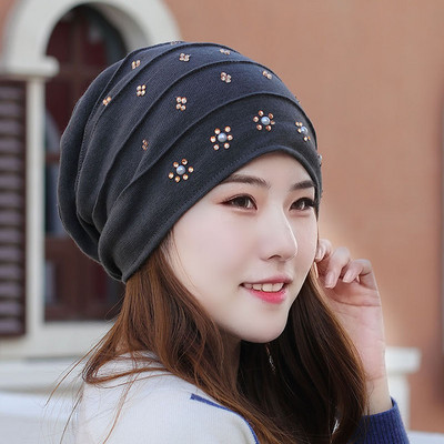 Πλεκτό καπέλο με πέτρες διακόσμηση