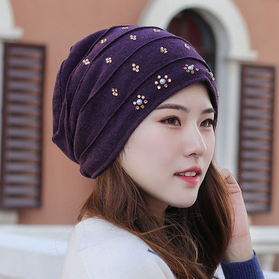 Πλεκτό καπέλο με πέτρες διακόσμηση