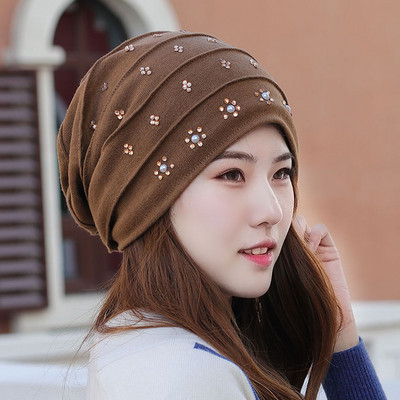 Πλεκτό καπέλο με πέτρες διακόσμηση