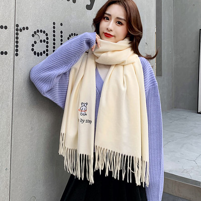 Casual γυναικείο φουλάρι με κρόσσια και κέντημα