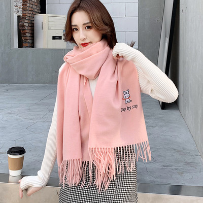 Casual γυναικείο φουλάρι με κρόσσια και κέντημα