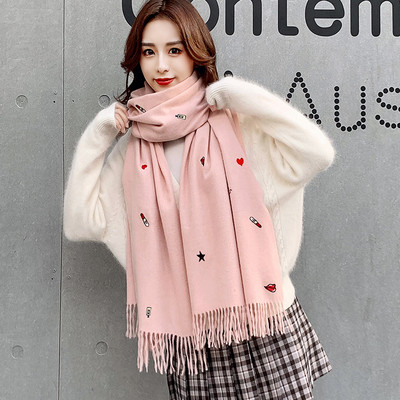 Casual γυναικείο φουλάρι με κρόσσια και κέντημα