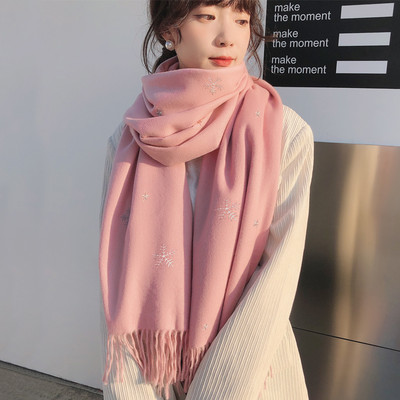 Casual γυναικείο φουλάρι με κρόσσια και κέντημα