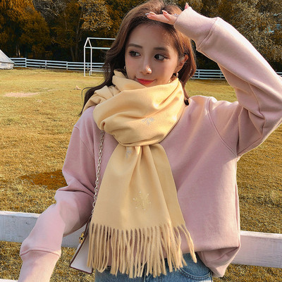 Casual γυναικείο φουλάρι με κρόσσια και κέντημα