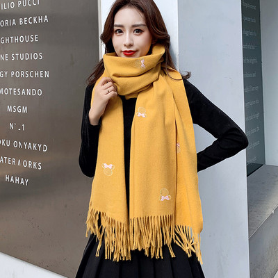 Casual γυναικείο φουλάρι με κρόσσια και κέντημα