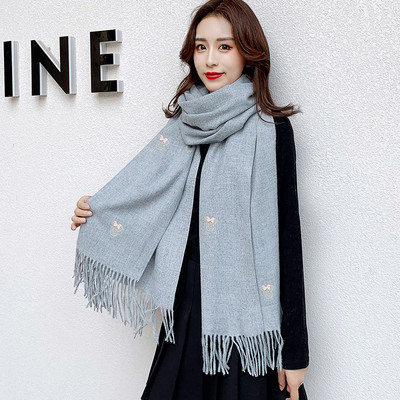 Casual γυναικείο φουλάρι με κρόσσια και κέντημα