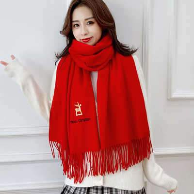 Casual γυναικείο φουλάρι με κρόσσια και κέντημα