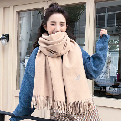 Casual γυναικείο φουλάρι με κρόσσια και κέντημα