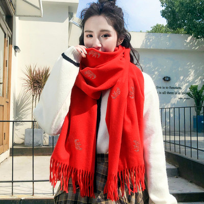 Casual γυναικείο φουλάρι με κρόσσια και κέντημα