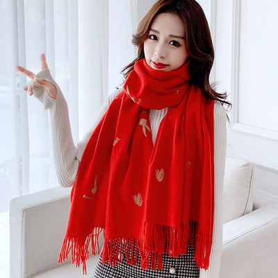 Casual γυναικείο φουλάρι με κρόσσια και κέντημα