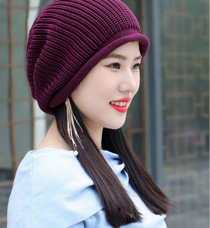 Γυναικείο πλεκτό καπέλο φθινοπώρου-χειμώνα πολλά χρώματα