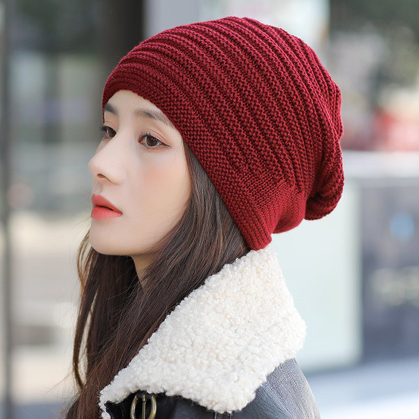 Γυναικείο μάλλινο καπέλο σε τρία χρώματα