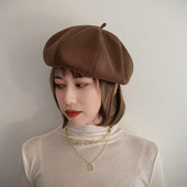 Дамска ежедневна вълнена шапка тип каскет