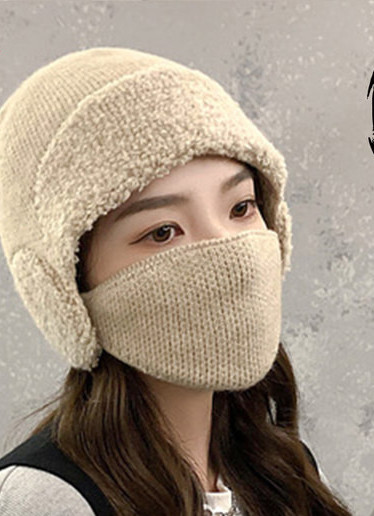 Γυναικείο χοντρό πλεκτό καπέλο με κασκόλ