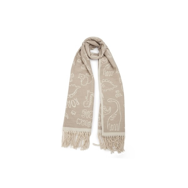 Дамски зимен шал в бежов цвят с ресни