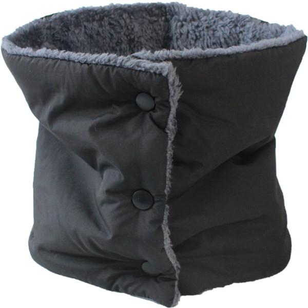 Дамска яка с копчета и пух в черен и червен цвят