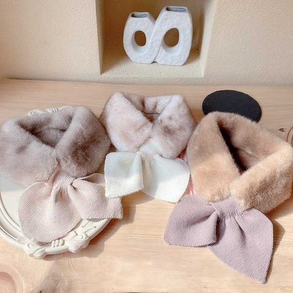 Есенно-зимен дамски пухен шал с плетени връзки