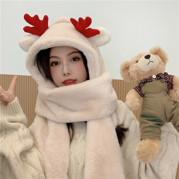 Γυναικείο χριστουγεννιάτικο κασκόλ με καπέλο και γάντια - τρισδιάστατο στοιχείο