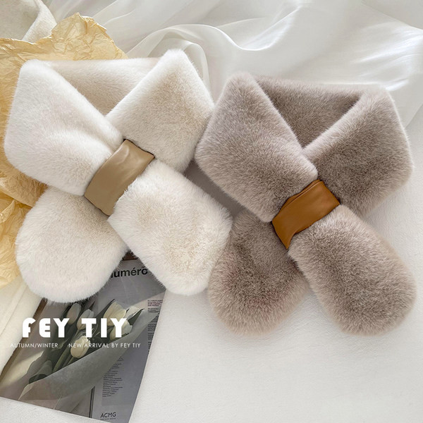 Γυναικείο πουπουλένιο γιακά τύπου κασκόλ