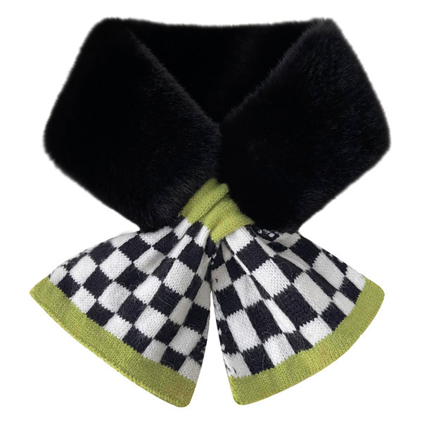 Γυναικείο χρωματιστό κασκόλ τύπου γιακά με πούπουλο