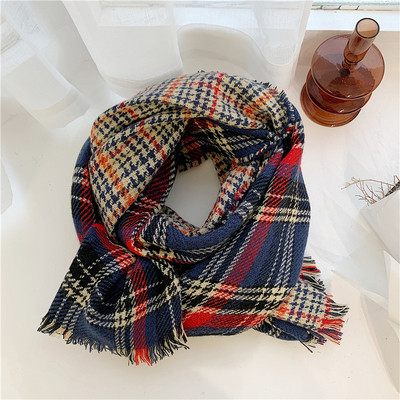 Καρό casual κασκόλ με κρόσσια