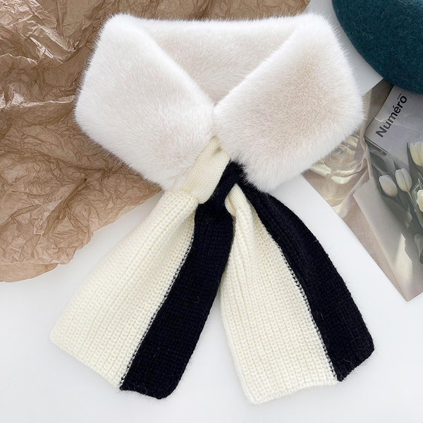 Casual γυναικείο κασκόλ με πουπουλένιο γιακά