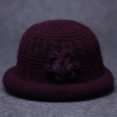 Νέο μοντέλο γυναικείο πλεκτό καπέλο με διακόσμηση λουλουδιών - πολλά μοντέλα