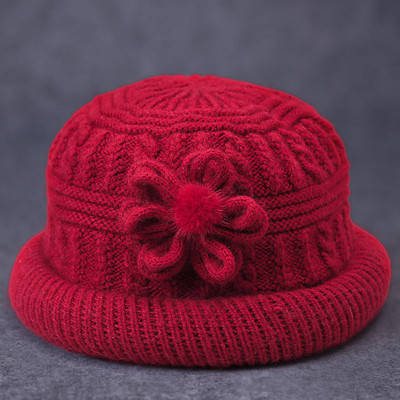 Νέο μοντέλο γυναικείο πλεκτό καπέλο με διακόσμηση λουλουδιών - πολλά μοντέλα