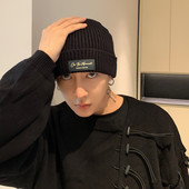 Χειμερινό πλεκτό καπέλο με κέντημα για άνδρες